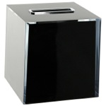 Tissue Box Cover, Gedy RA02-14, Thermoplastic Resin Square Tissue Box Cover in Black Finish